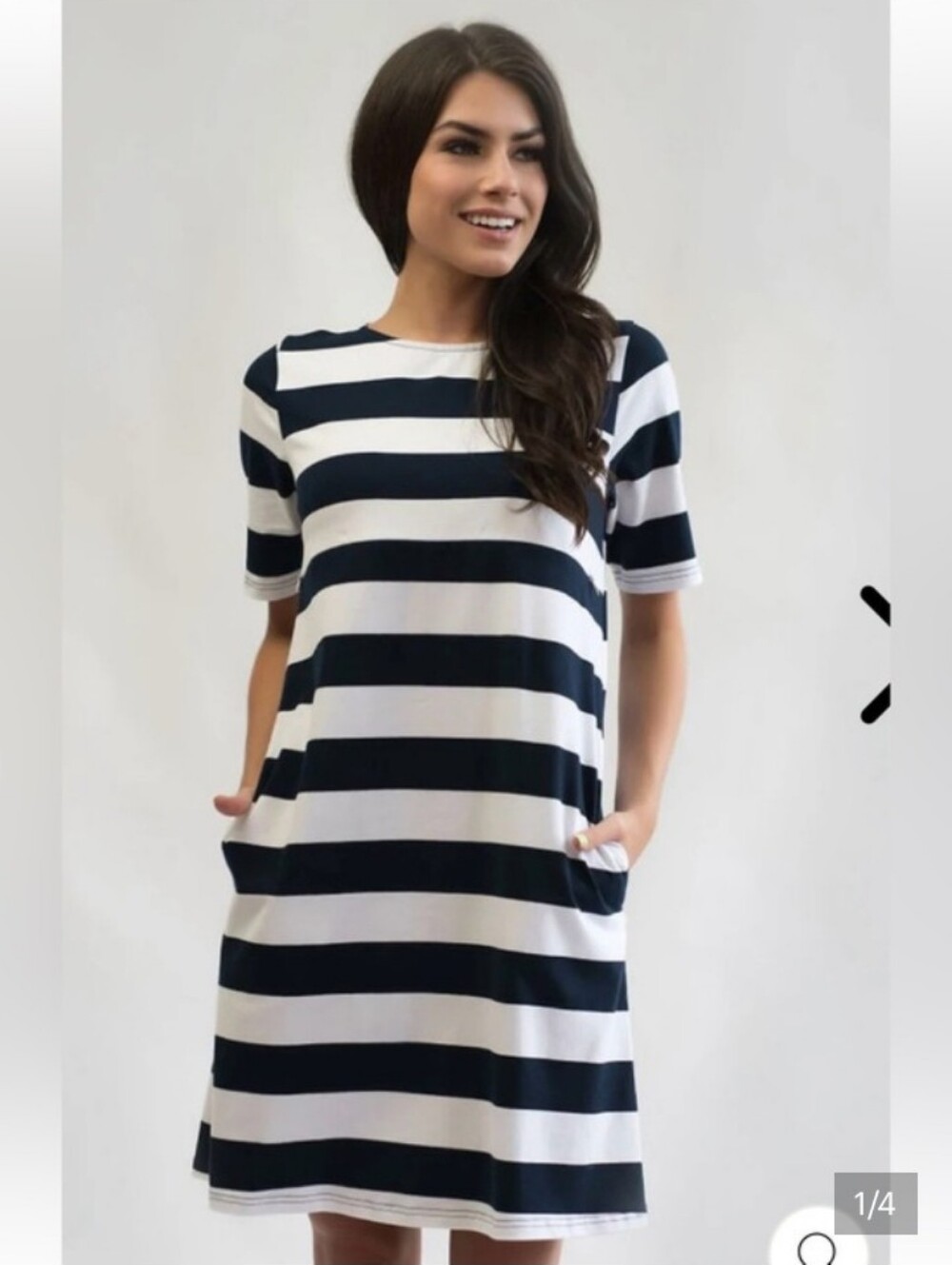 Nursing Queen Cotton Black and White Striped Midi Nursing Dress